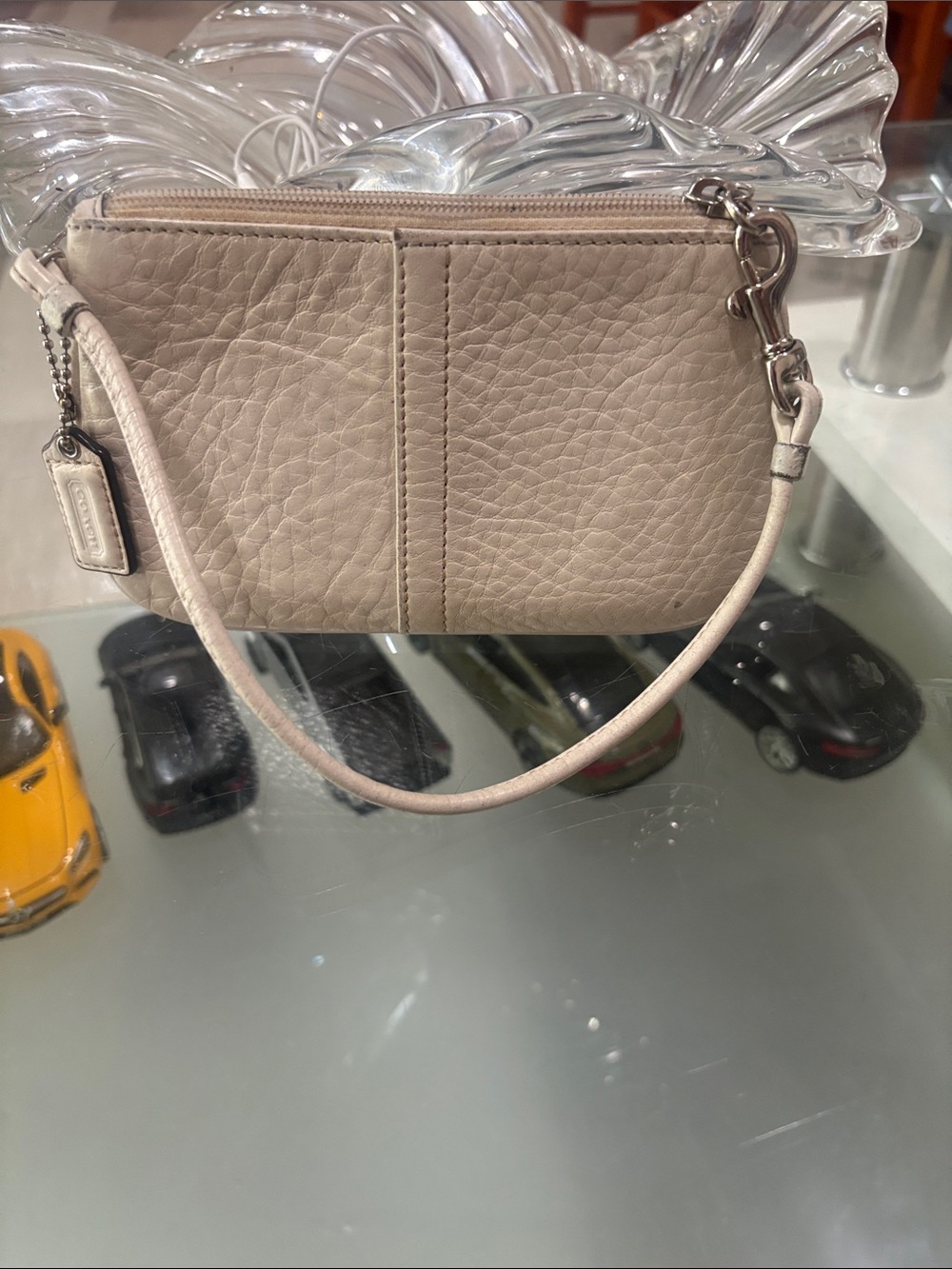Coach Women's Cream Leather Mini Bag/Wristlet